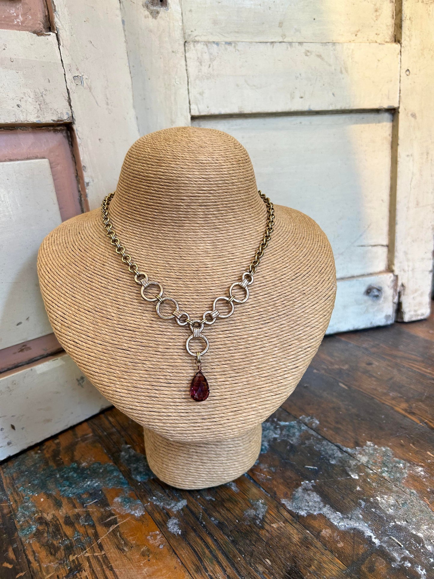Josephine, Rhodolite Quartz - Double Circled Necklace - La De Da