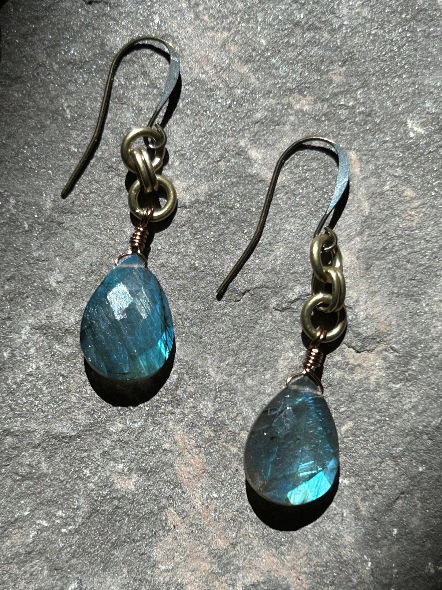 Pear Faceted Labradorite Earrings - La De Da
