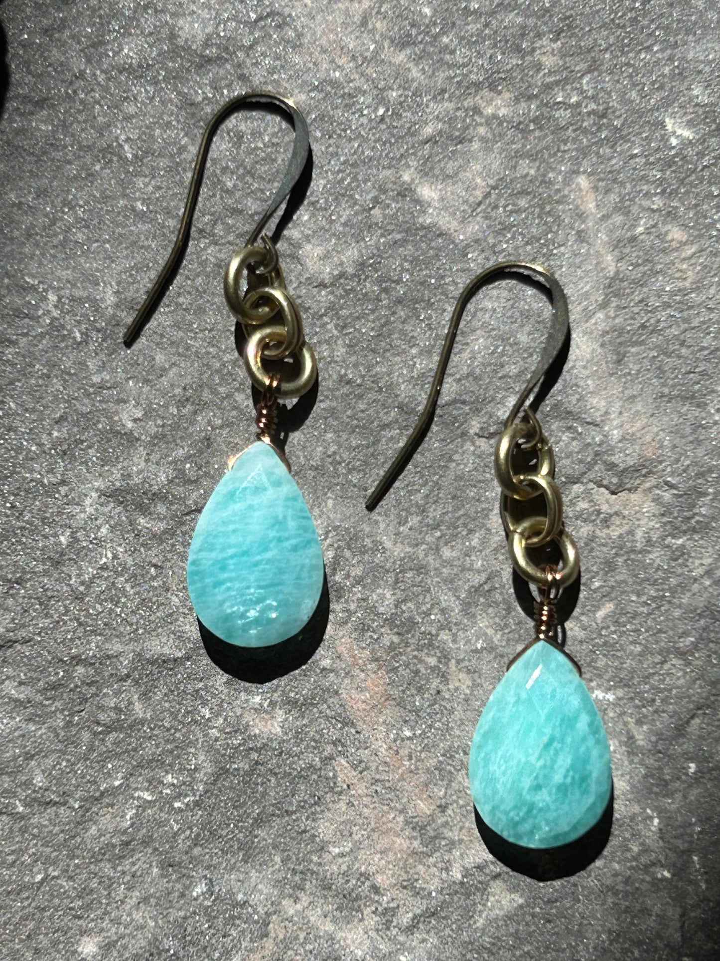 Pear Faceted Amazonite Earrings - La De Da