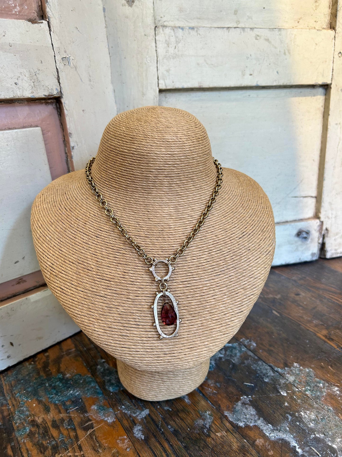 Catherine, Rhodolite Cast Bronze Necklace - La De Da