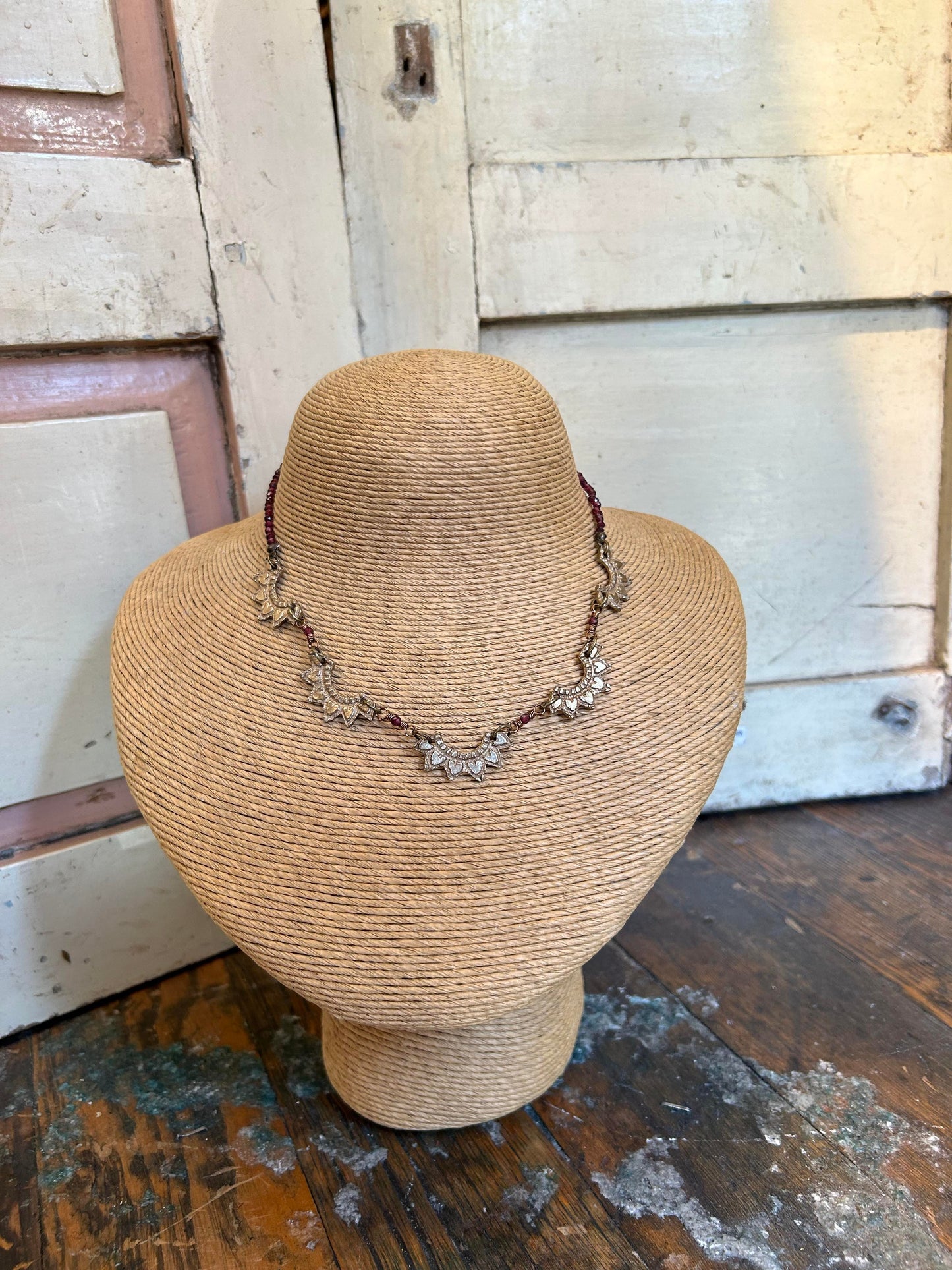 Josephine, Multi Fan Cast Rhodolite Necklace - La De Da