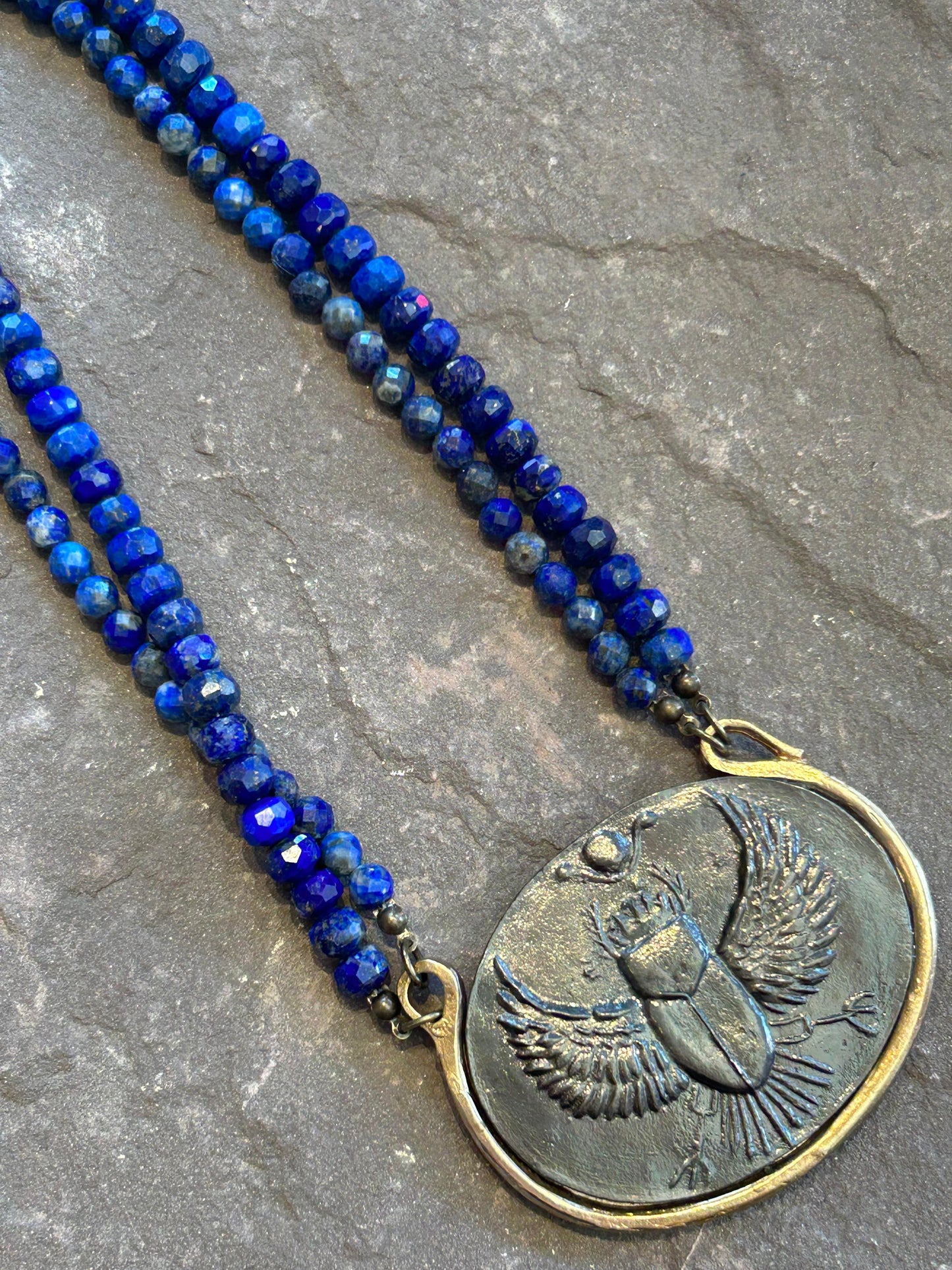 Scarab Intaglio Lapis Necklace - La De Da