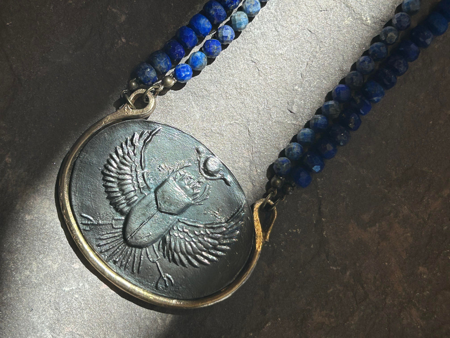 Scarab Intaglio Lapis Necklace - La De Da