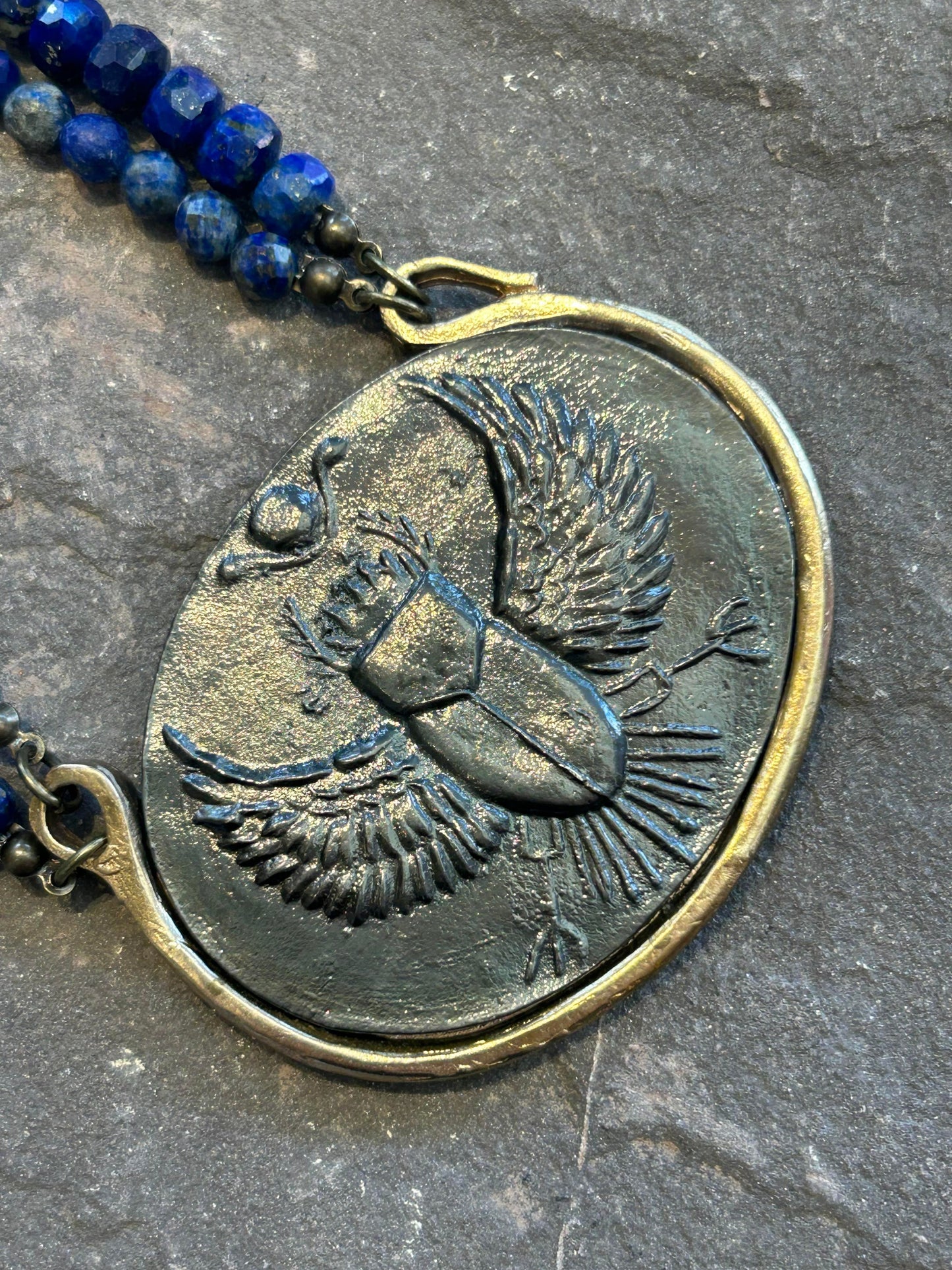 Scarab Intaglio Lapis Necklace - La De Da