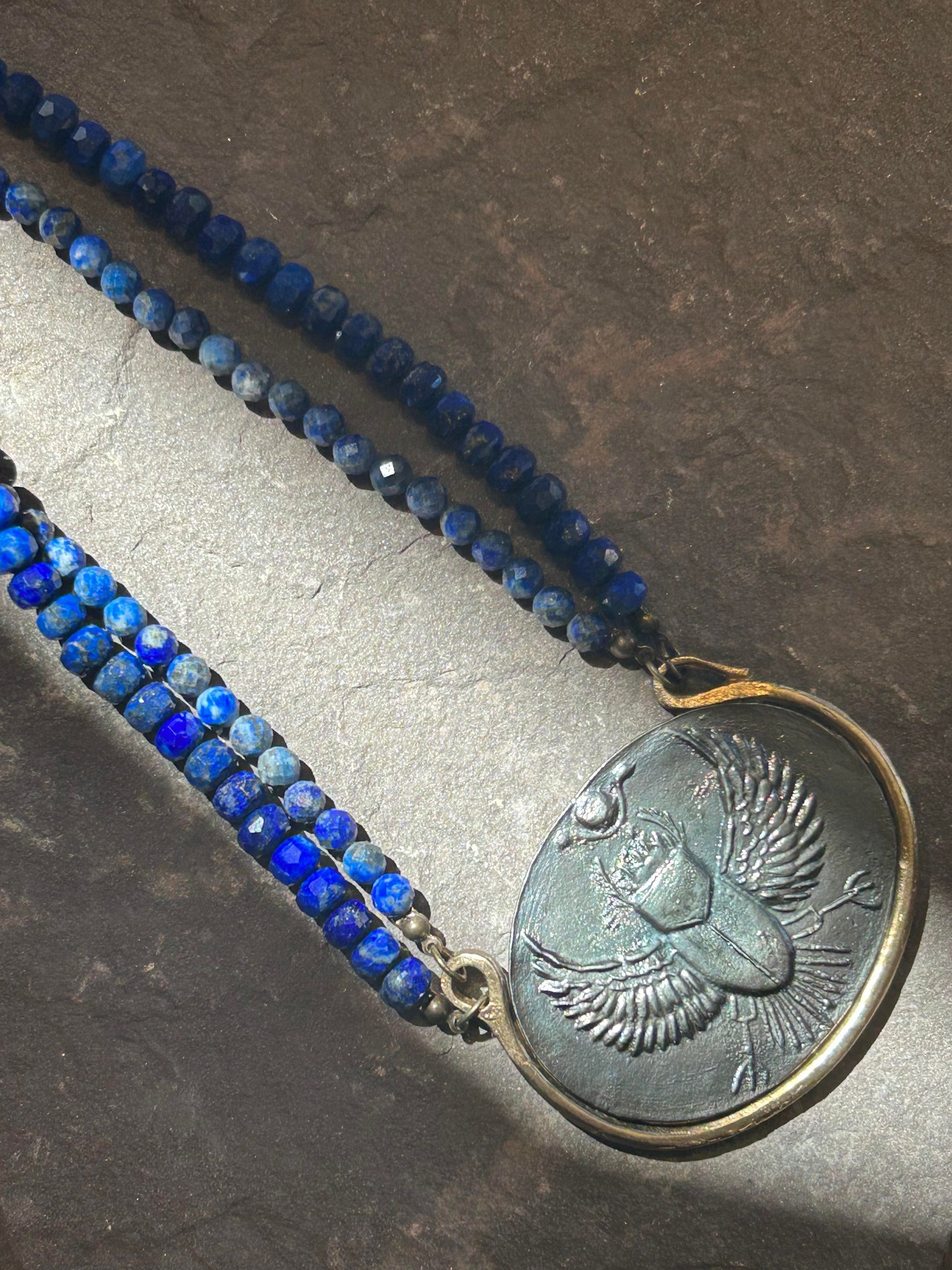 Scarab Intaglio Lapis Necklace - La De Da