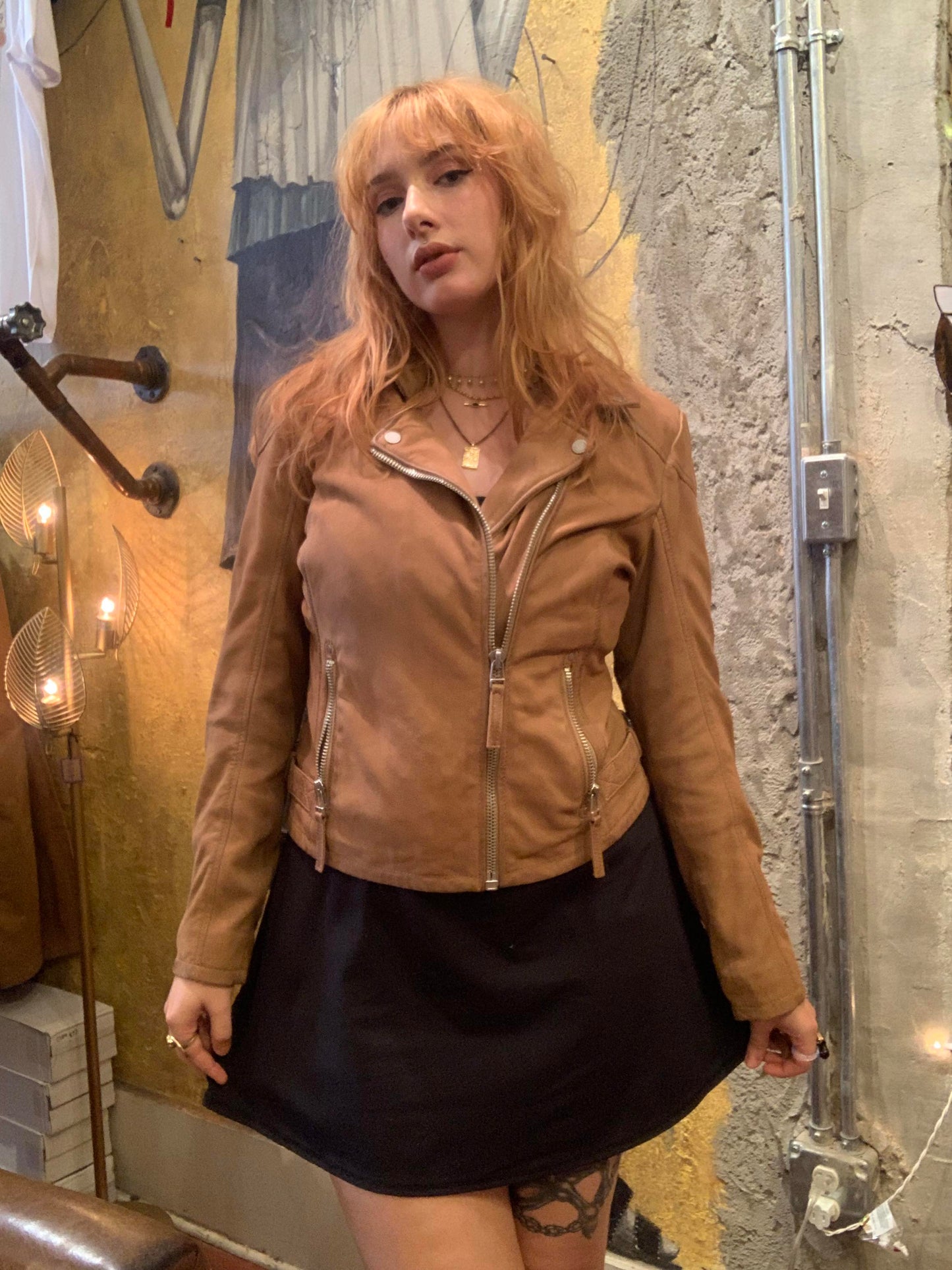 Finn Suede Moto Jacket - Caramel - La De Da
