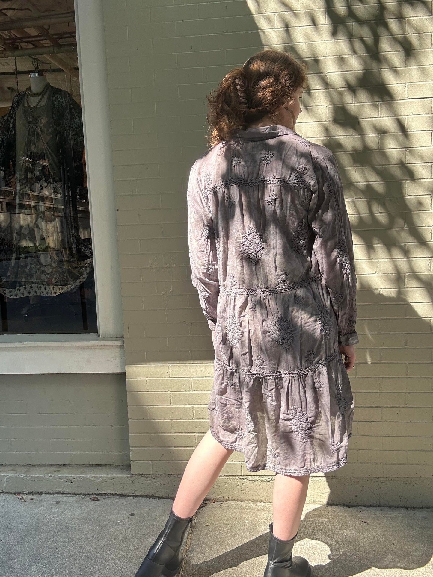 Custom Dyed Embroidered Shirt Dress - La De Da