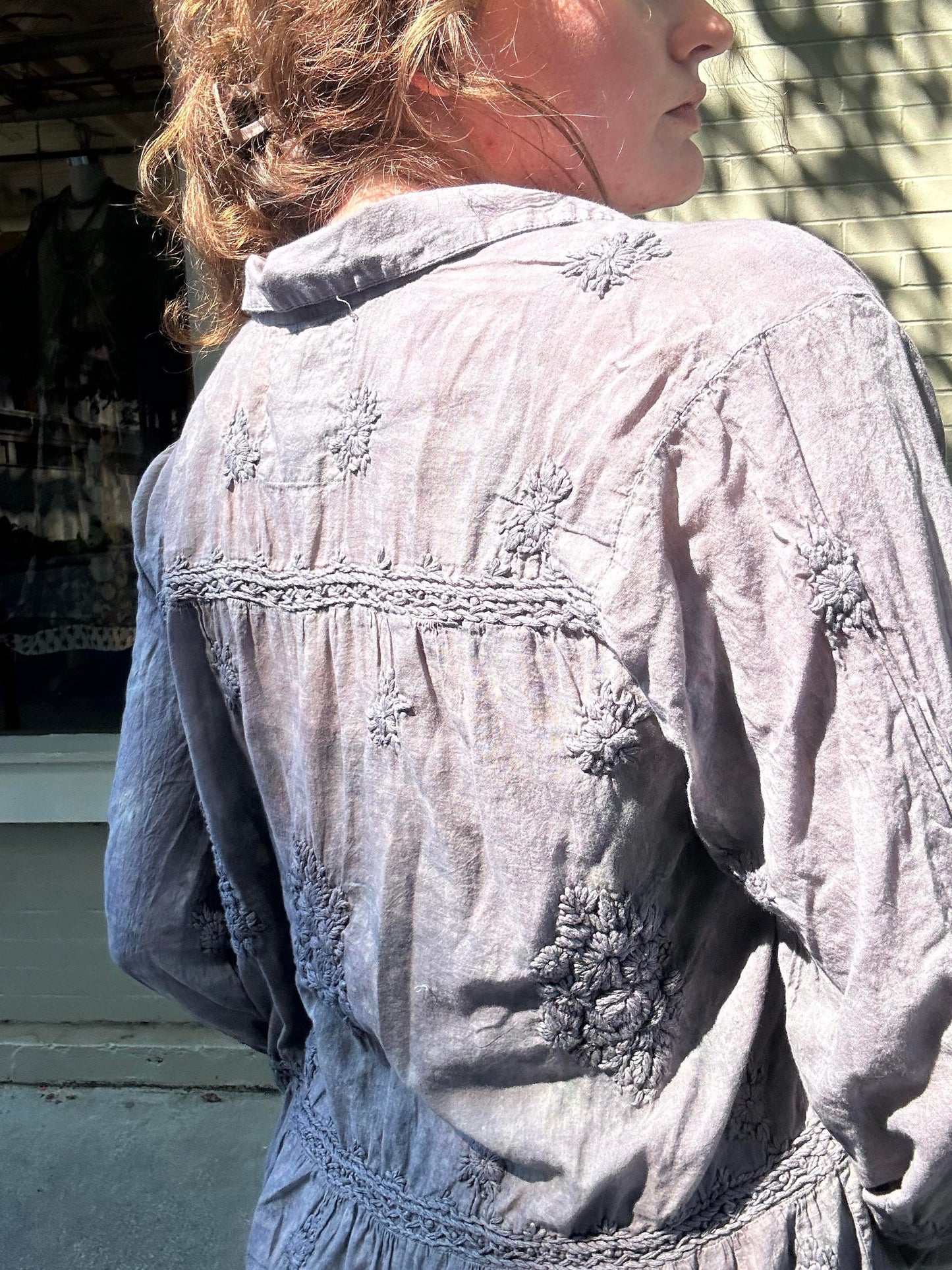 Custom Dyed Embroidered Shirt Dress - La De Da
