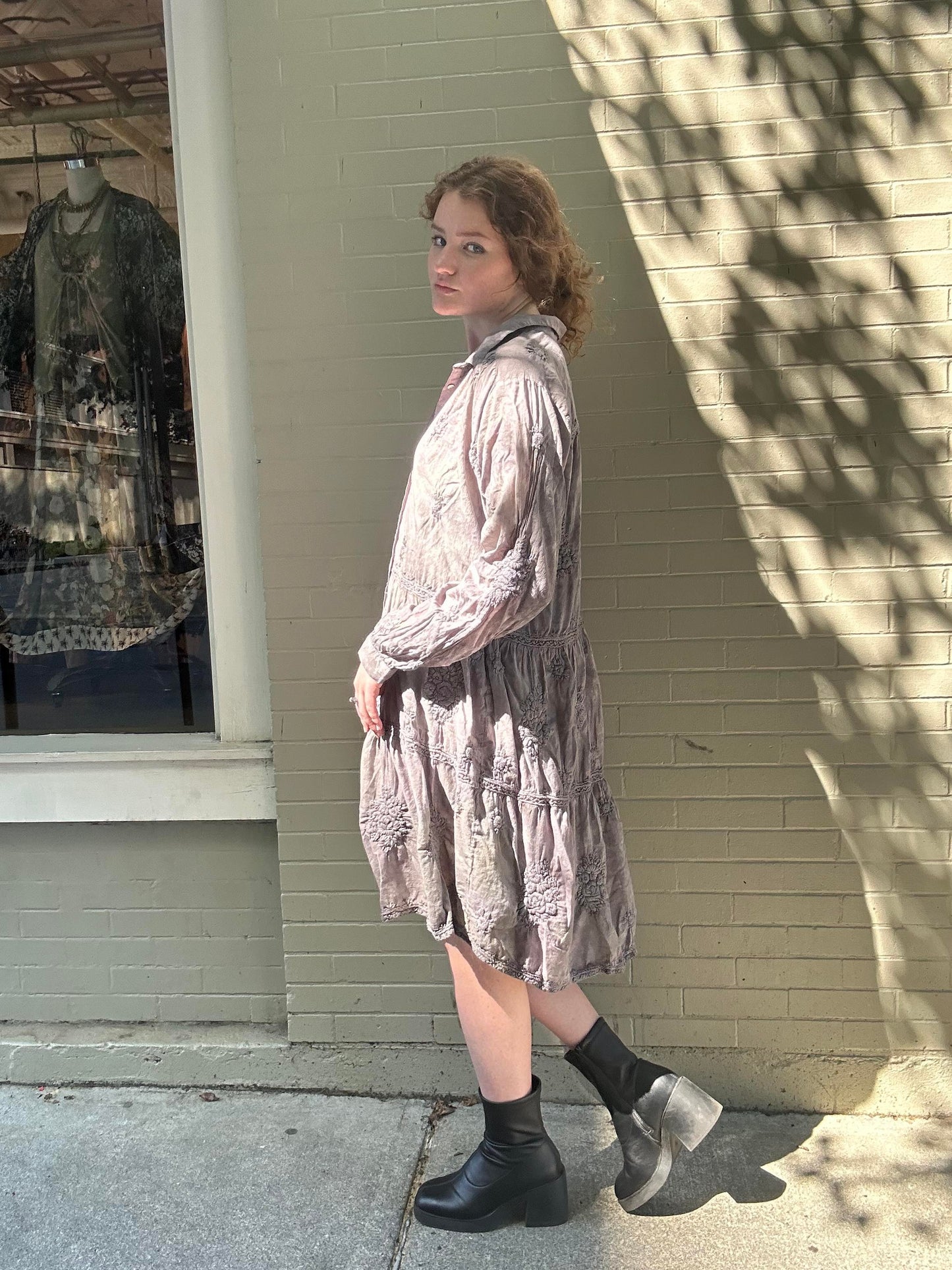Custom Dyed Embroidered Shirt Dress - La De Da