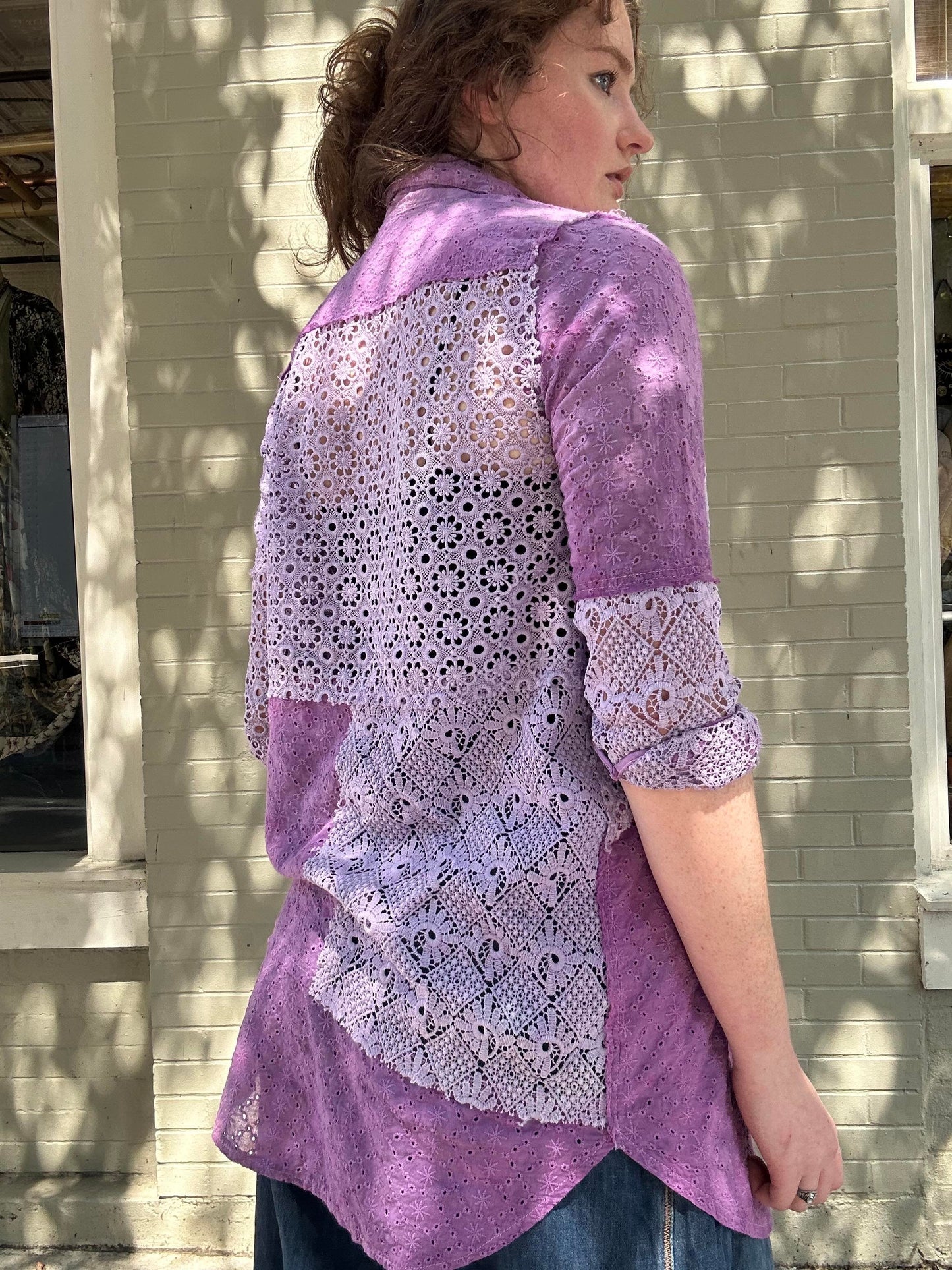 Custom Dyed Mixed Materials Button Shirt - La De Da