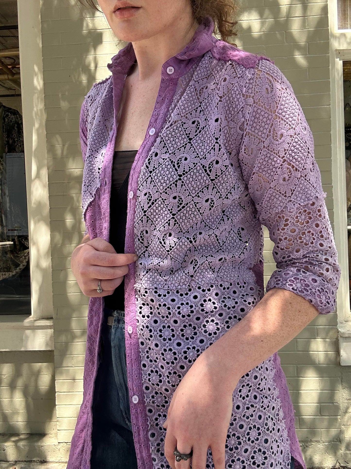 Custom Dyed Mixed Materials Button Shirt - La De Da