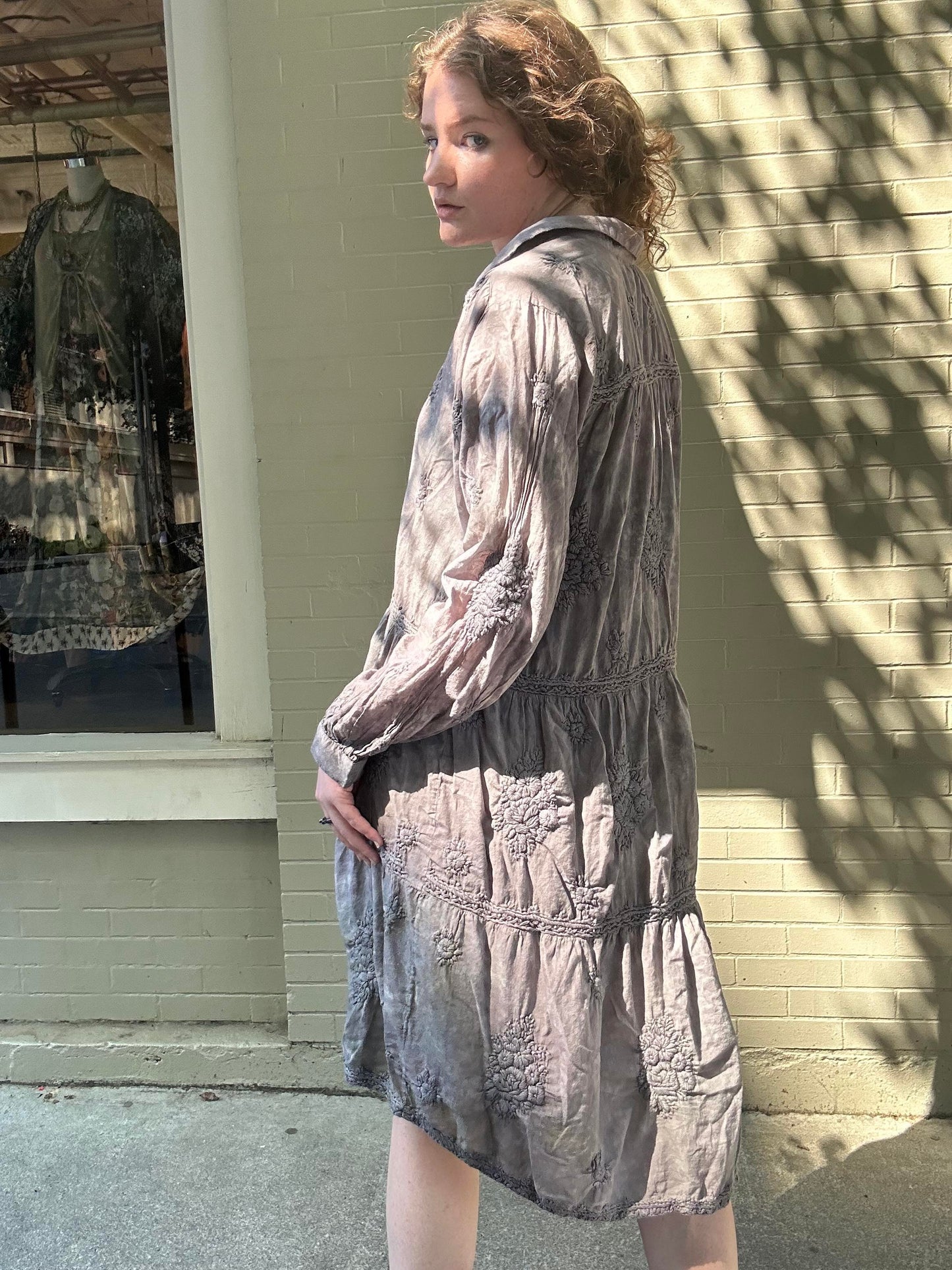 Custom Dyed Embroidered Shirt Dress - La De Da