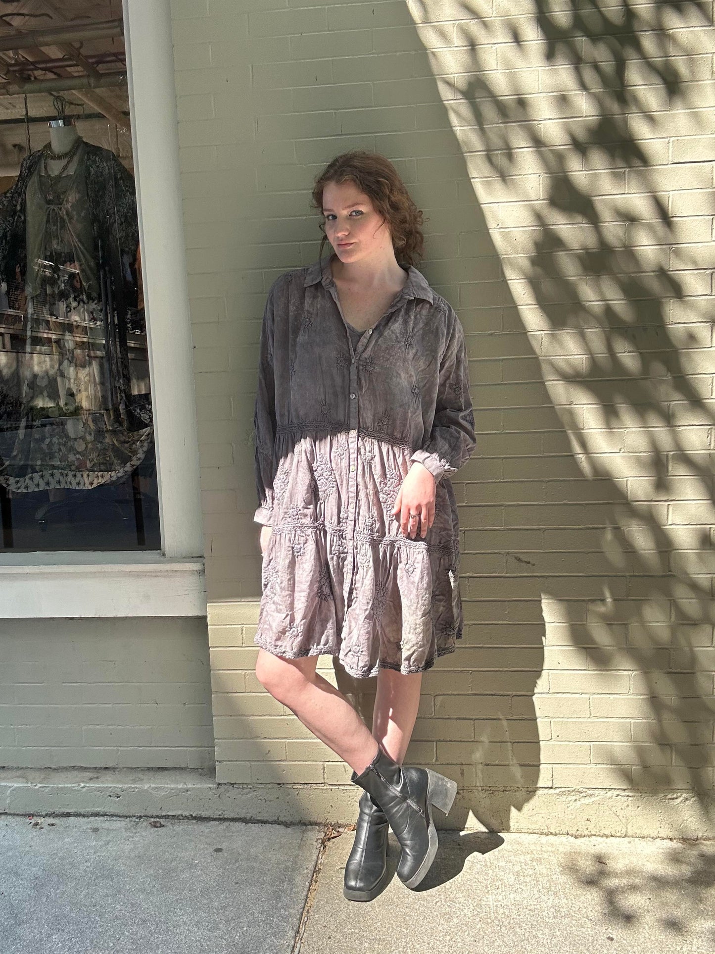 Custom Dyed Embroidered Shirt Dress - La De Da