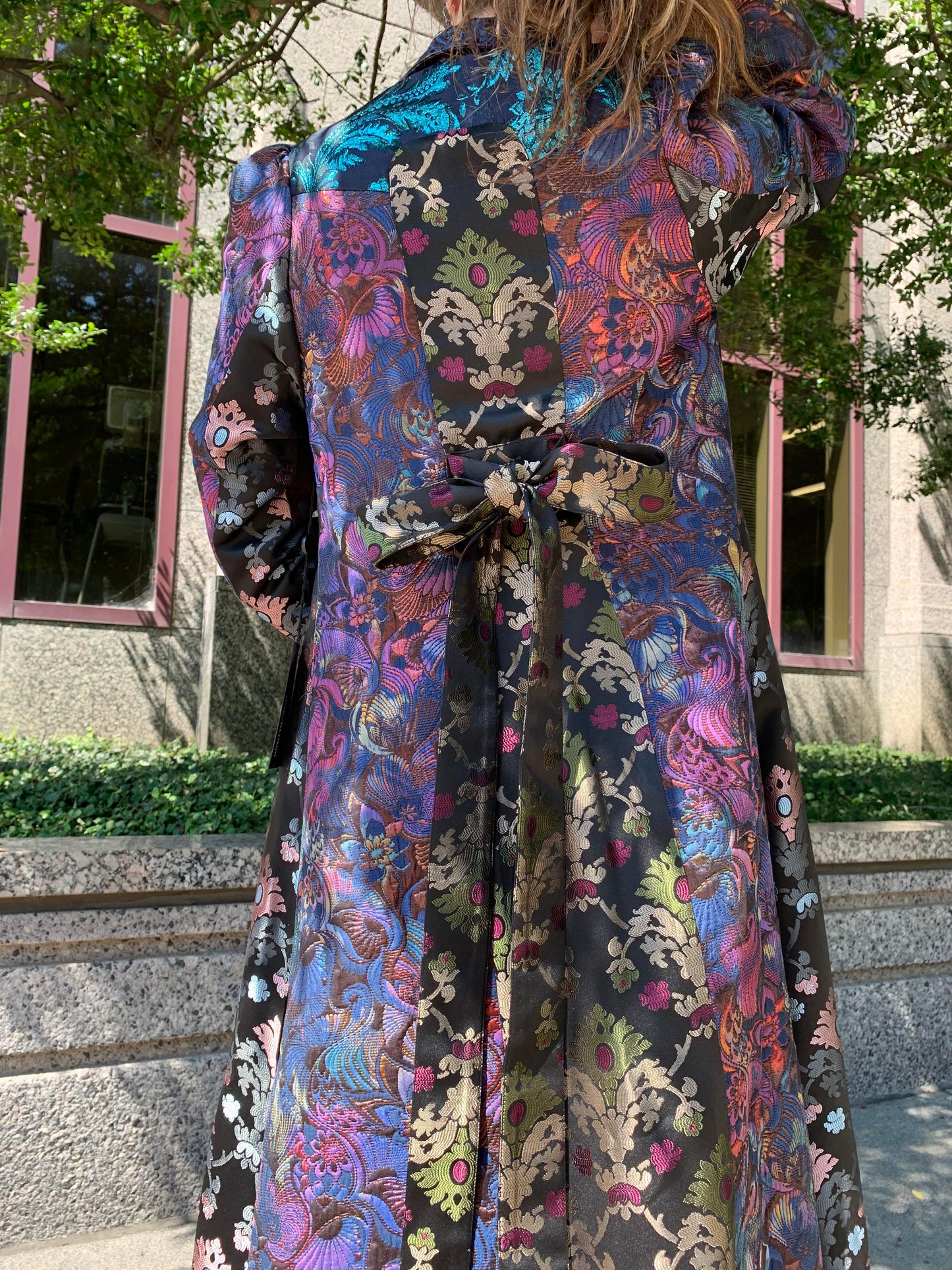 Brocade Dark Belted Coat* - La De Da