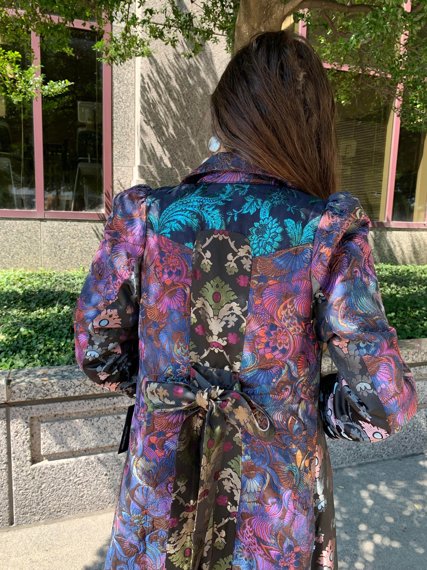 Brocade Dark Belted Coat* - La De Da