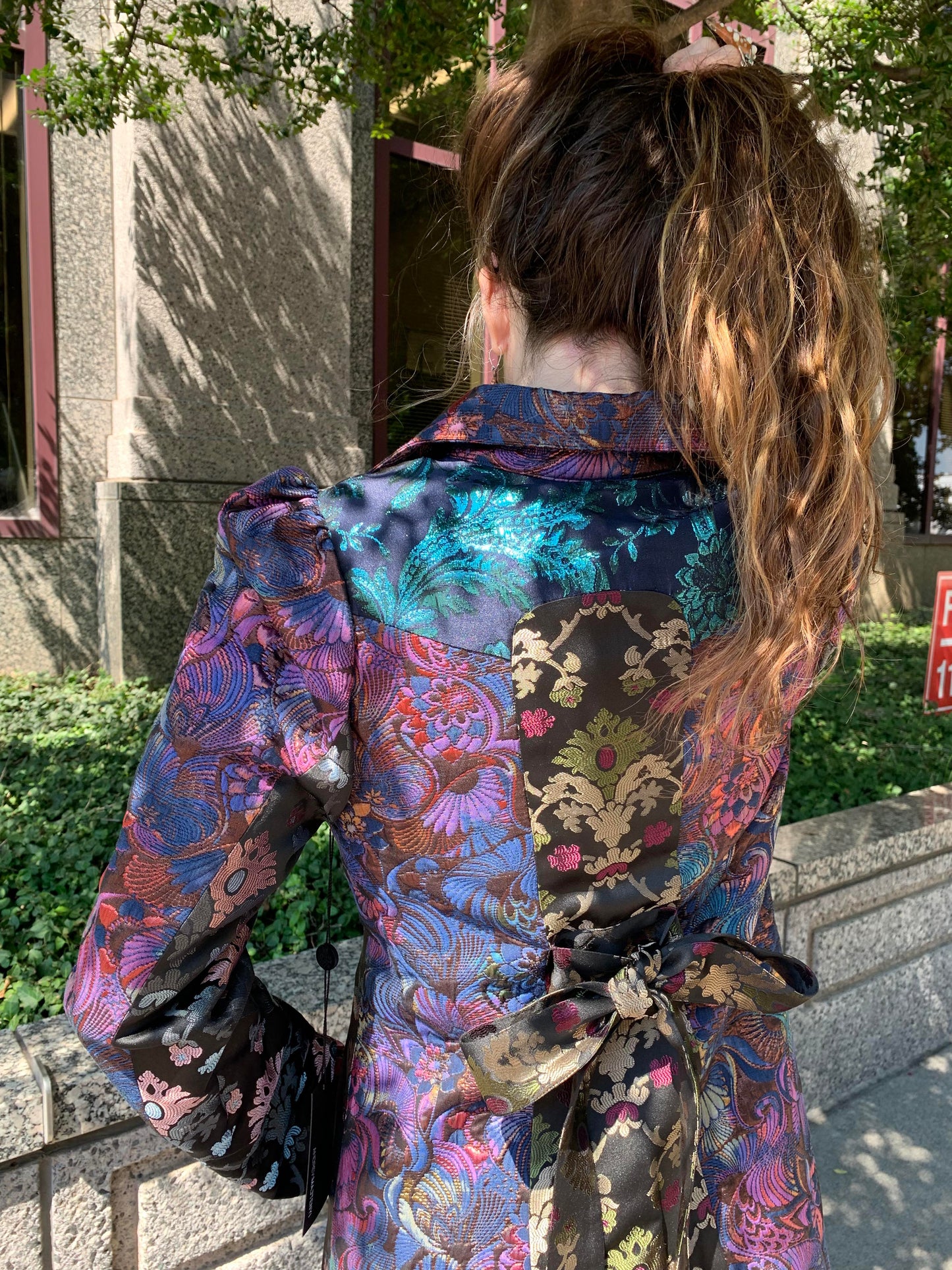 Brocade Dark Belted Coat* - La De Da
