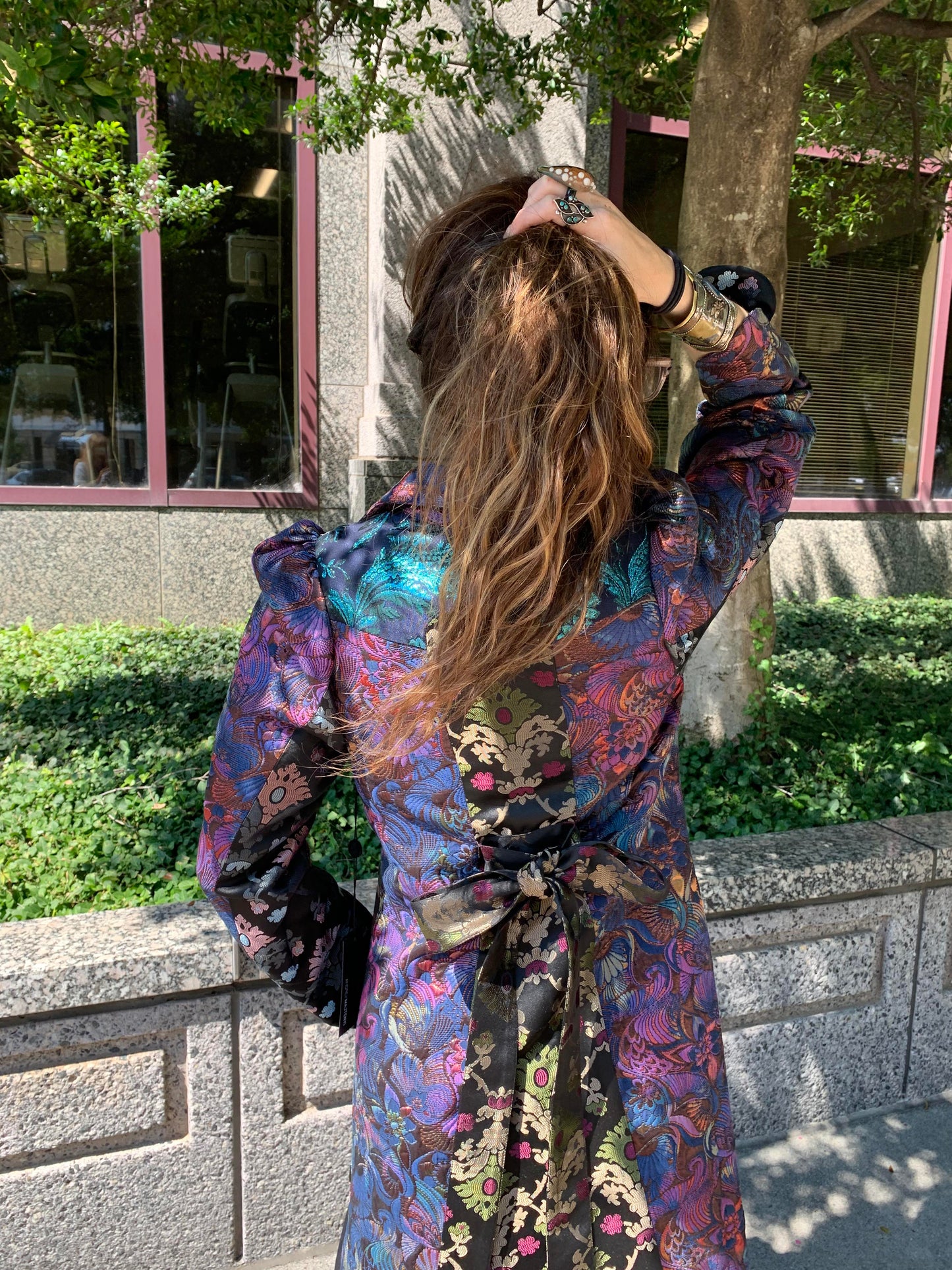 Brocade Dark Belted Coat* - La De Da