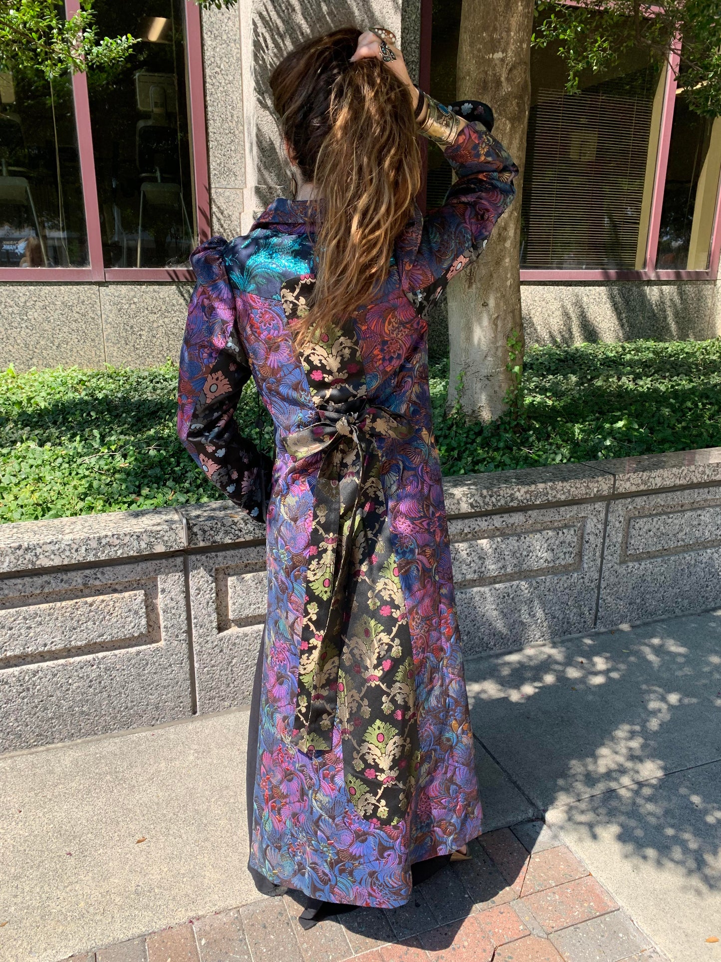 Brocade Dark Belted Coat* - La De Da