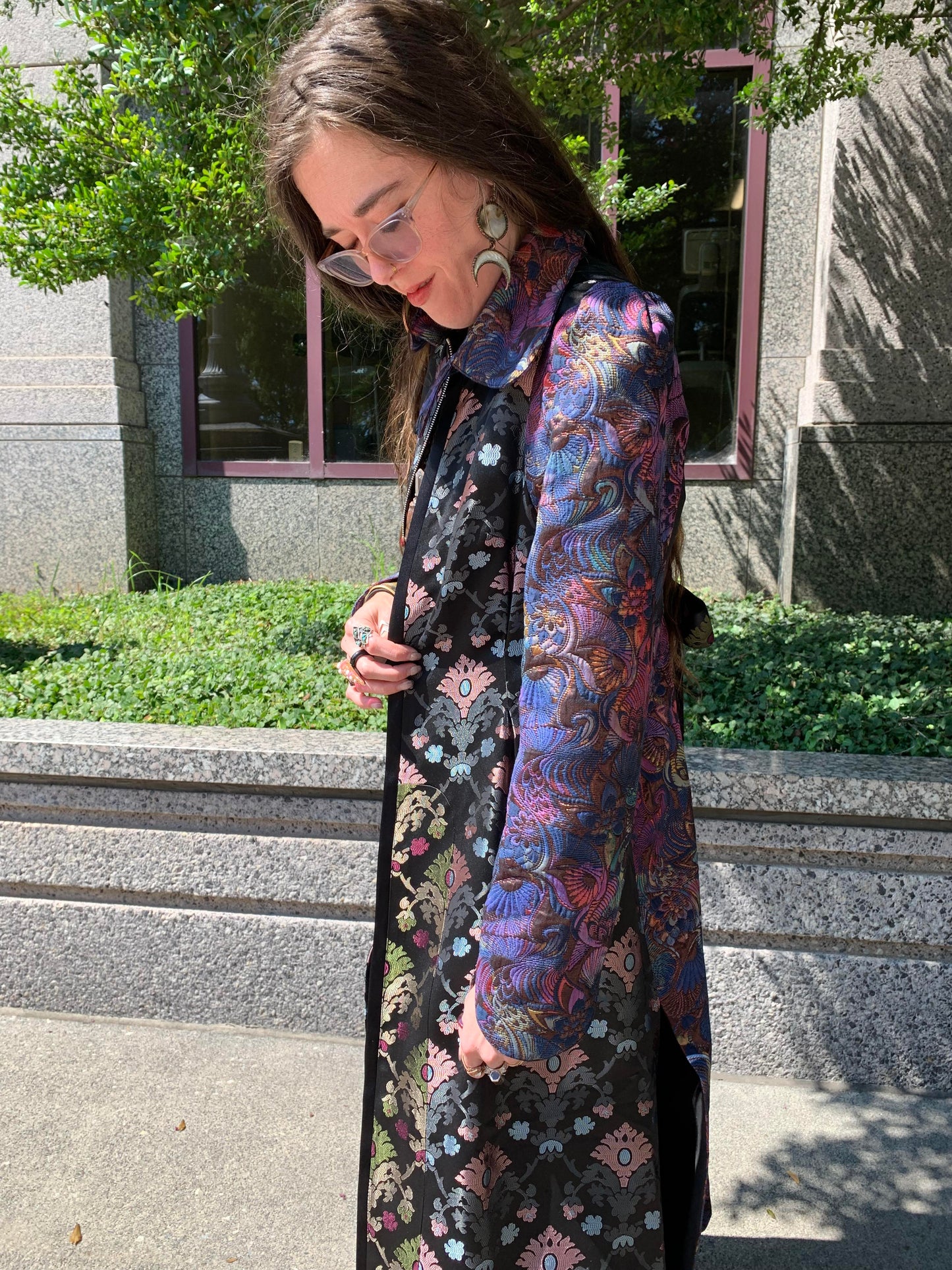 Brocade Dark Belted Coat* - La De Da