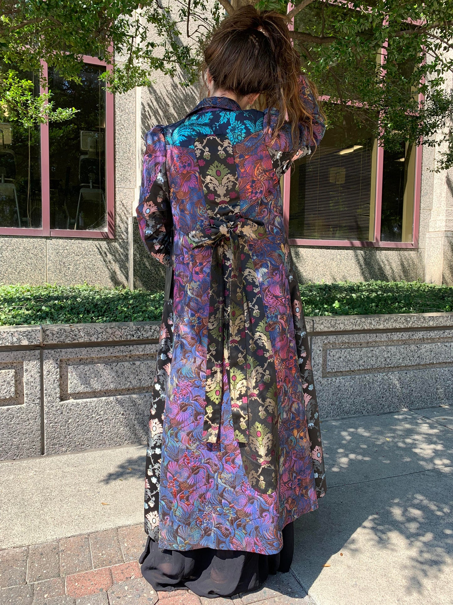 Brocade Dark Belted Coat* - La De Da