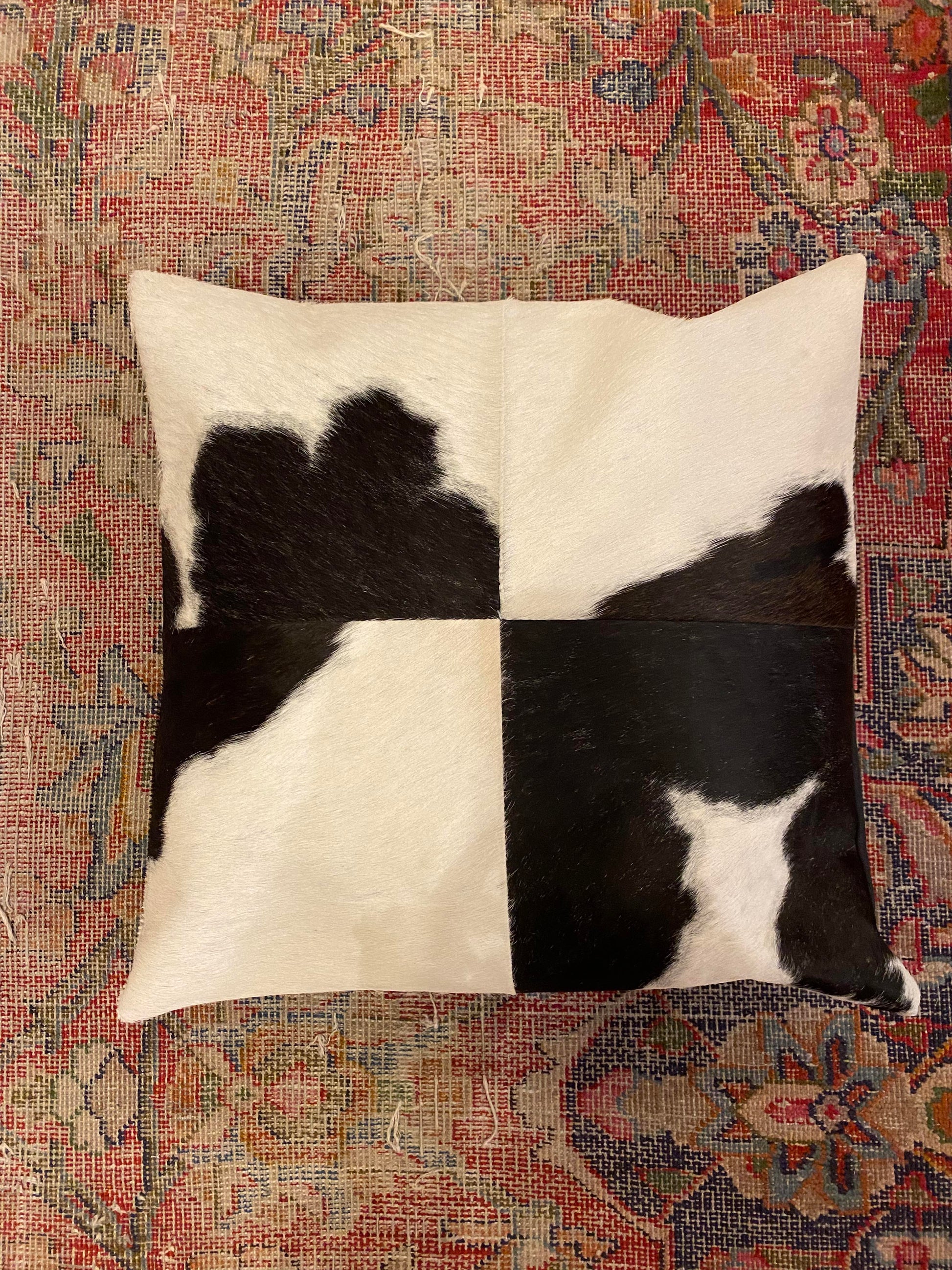 Square Cowhide Pillow - Black and White - La De Da