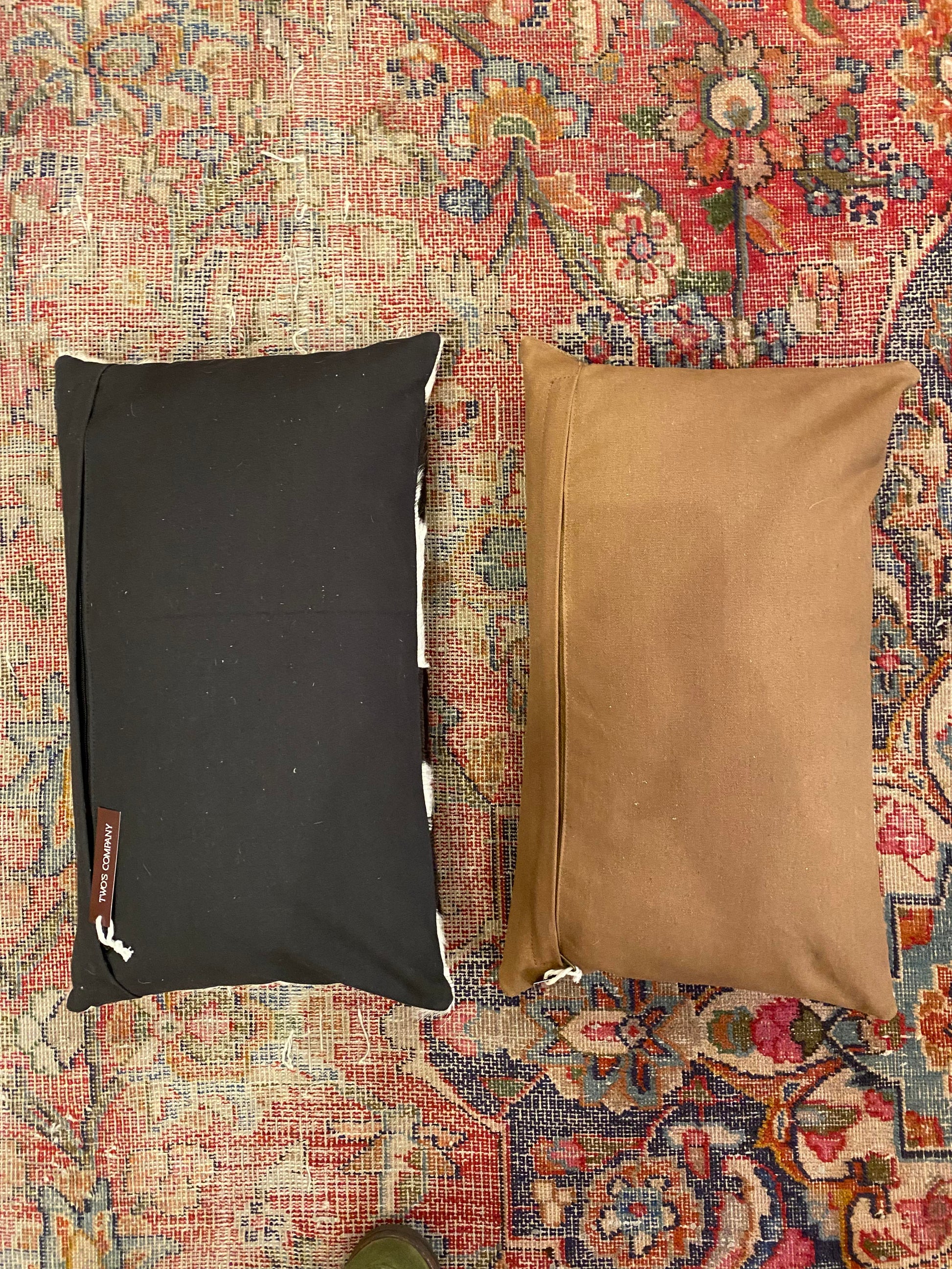 Rectangle Cowhide Pillow - Brown and White - La De Da