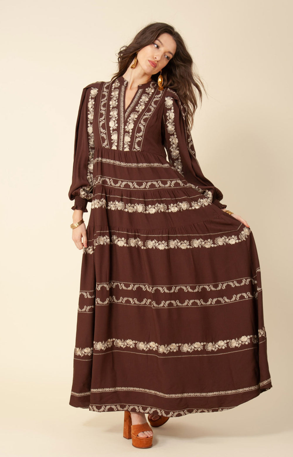 Luna Embroidered Maxi Dress - La De Da