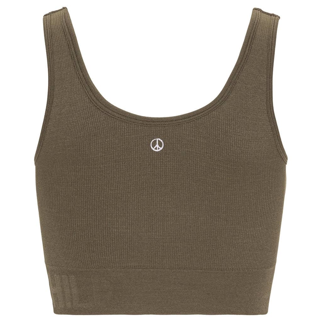 Soft Rib Seamless Crop Top - Dark Sage