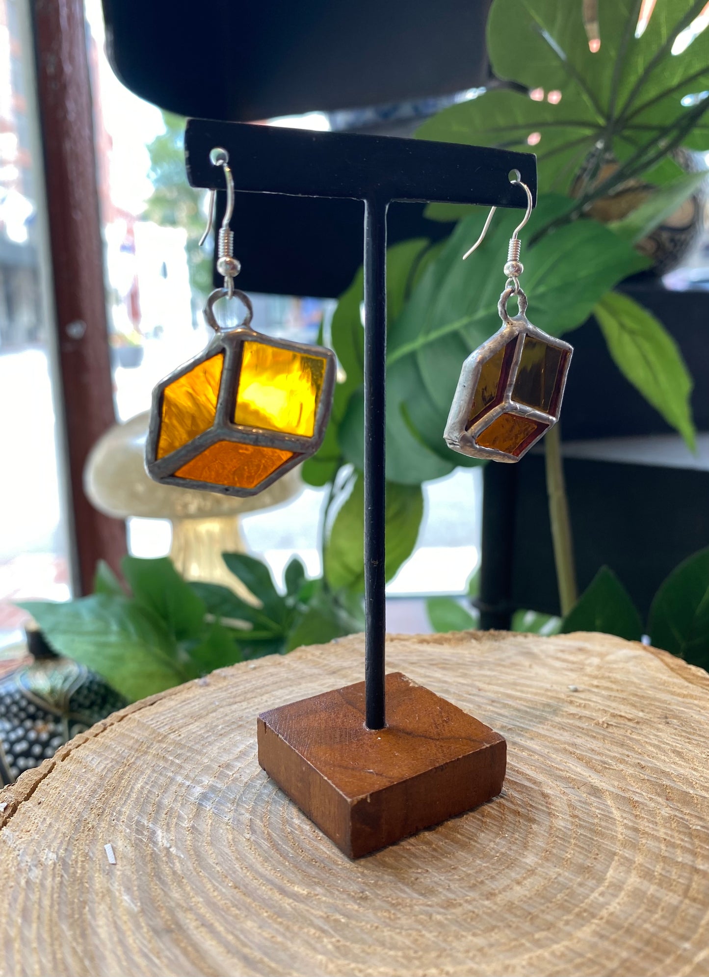 Cube Stained Glass Earrings - KC13*