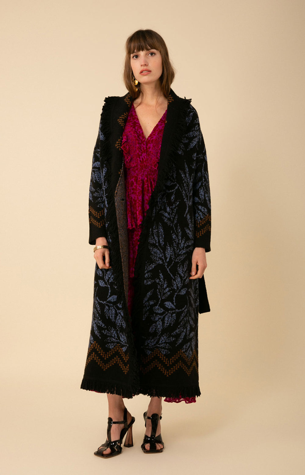 Maelle Fringe Sweater - Blue and Black - La De Da