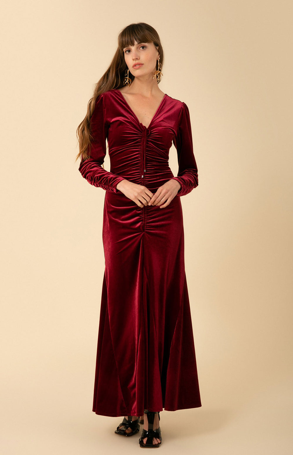 Lya Shirred Velvet Maxi - La De Da