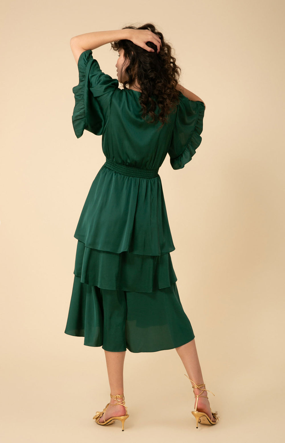 Joy Tiered Midi Dress - Emerald - La De Da