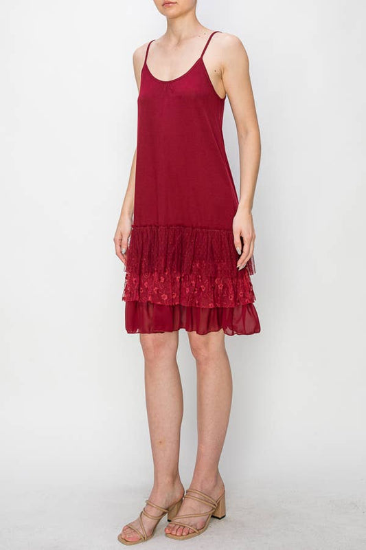 DRESS EXTENDER WITH LACE LAYER - RED