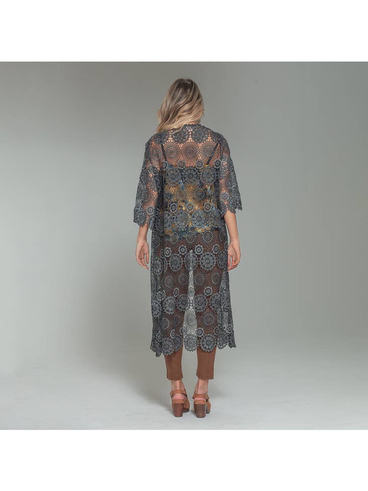 Crochet Lace Duster - Slate - La De Da