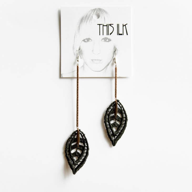 Black Falling Leaves Earrings - La De Da