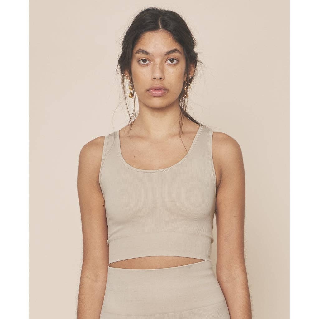 Soft Rib Seamless Crop Top - Rain