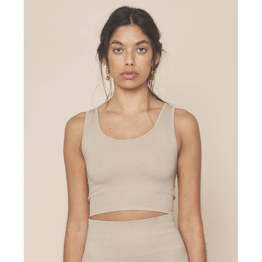 Soft Rib Seamless Crop Top - Rain