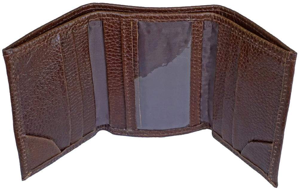 Handmade Leather Trifold Wallet - Brown