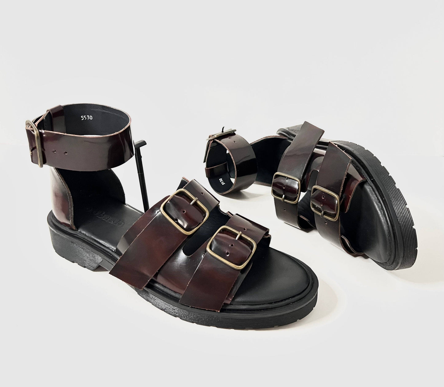 Blake Double Buckle Chunky Sandal - Burgundy