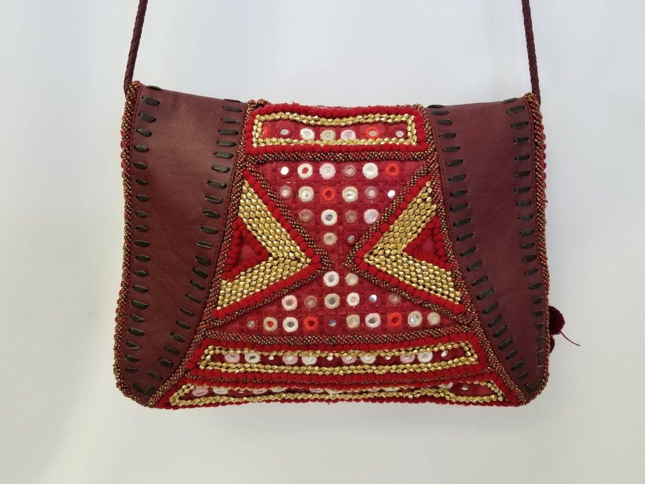 Bohemian Leather Clutch/Crossbody - Red