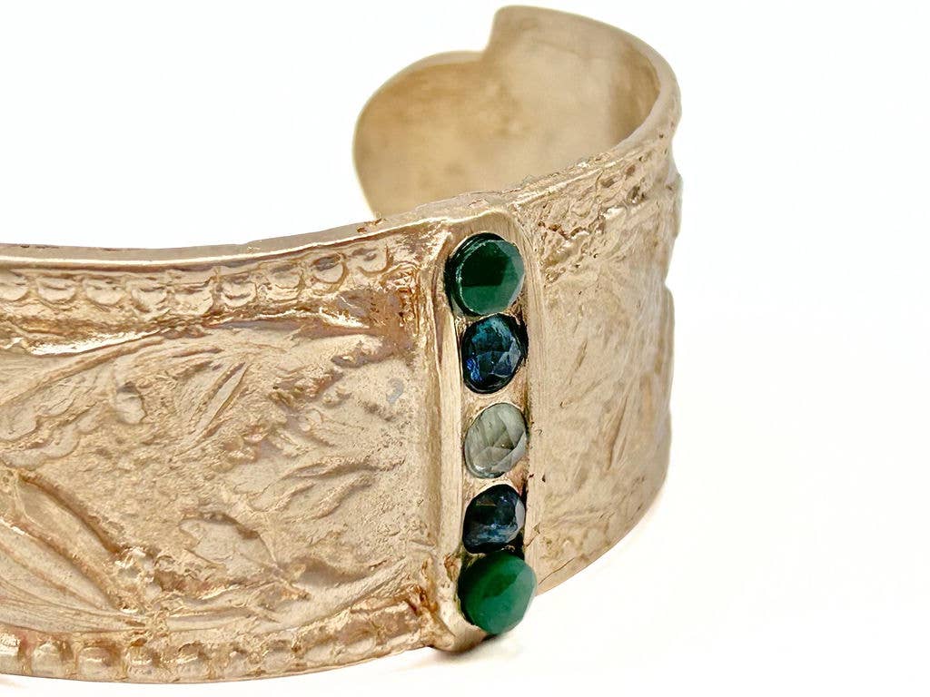 Bronze Sculpted Cuff with set round stones