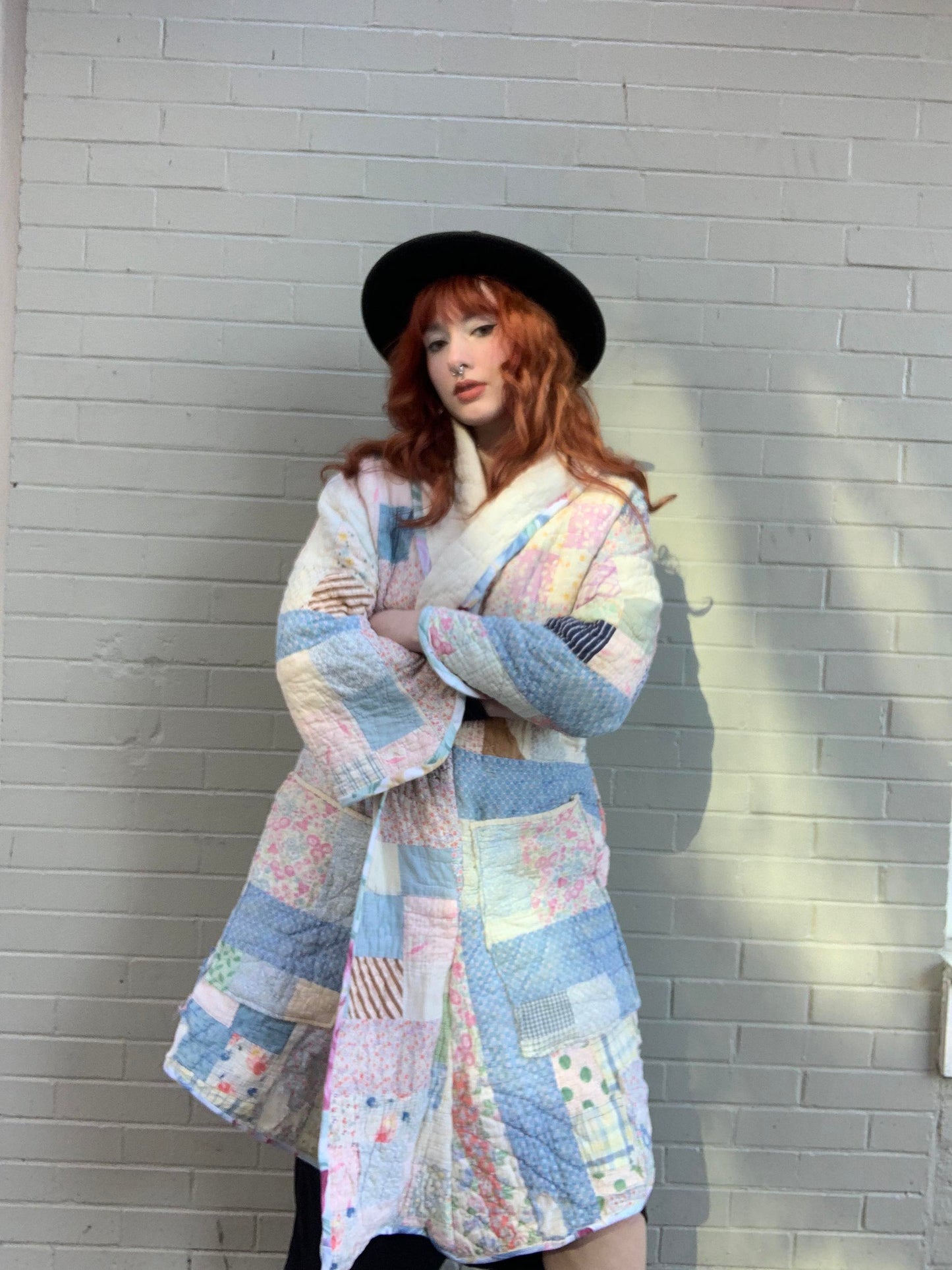 OOAK Handmade Upcycled Long Quilt Coat - Pastels*