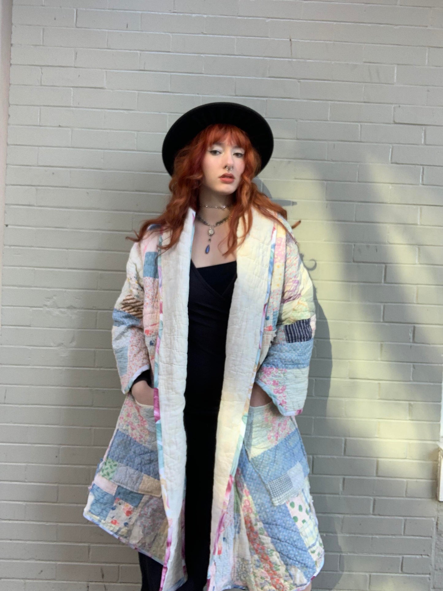 OOAK Handmade Upcycled Long Quilt Coat - Pastels*