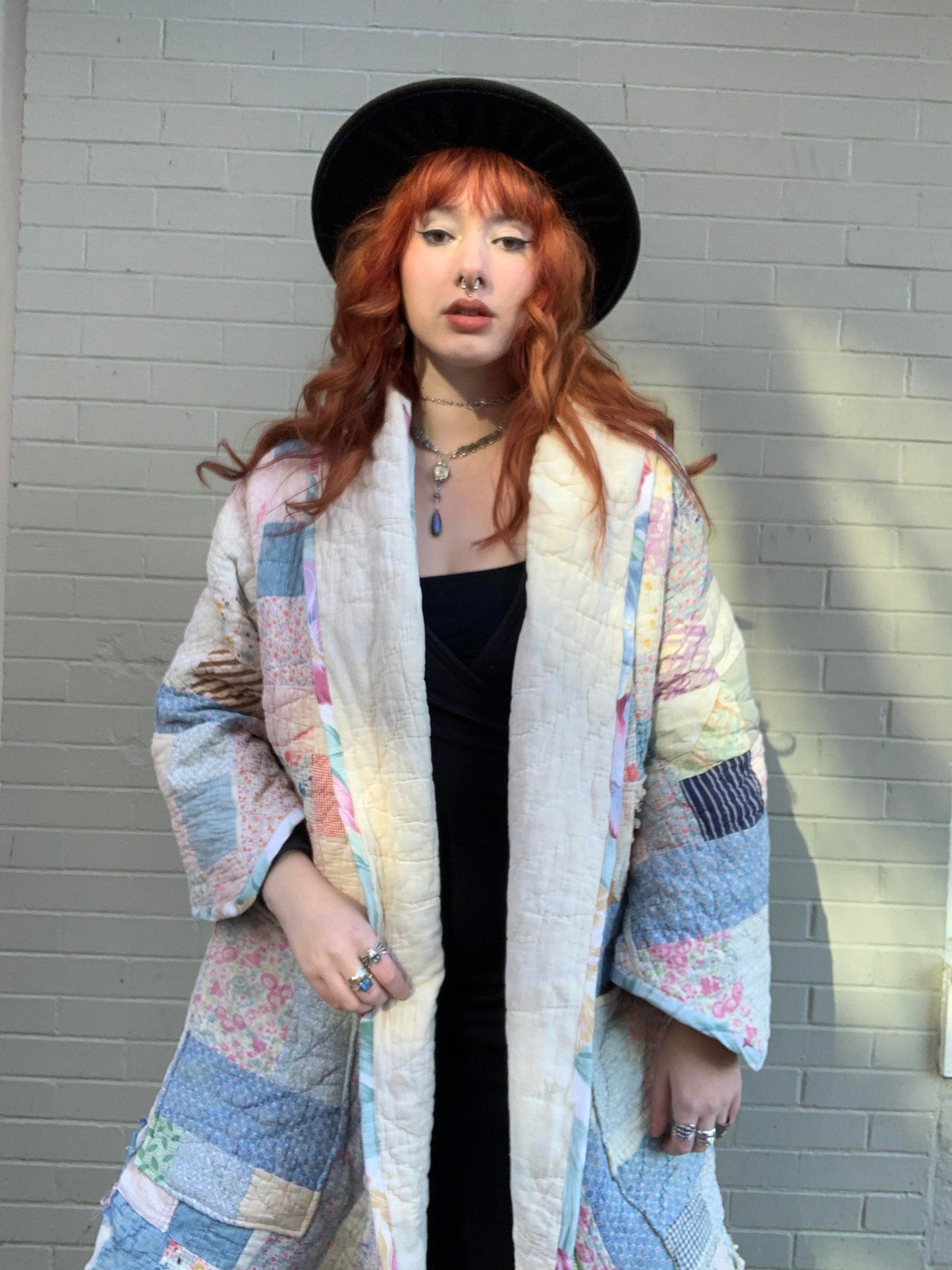 OOAK Handmade Upcycled Long Quilt Coat - Pastels*