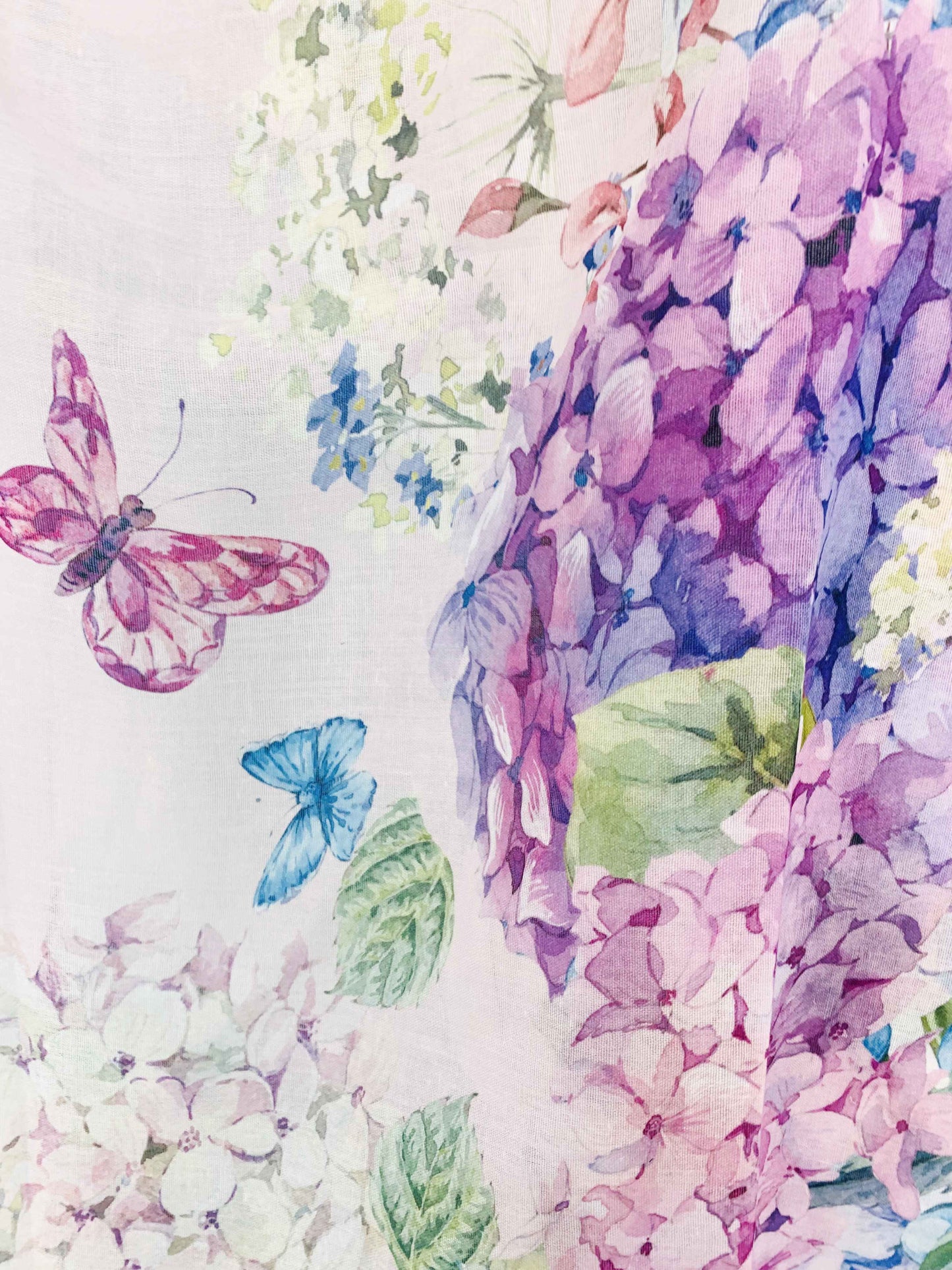 Pink-Multi Hydrangea & Butterfly Scarf