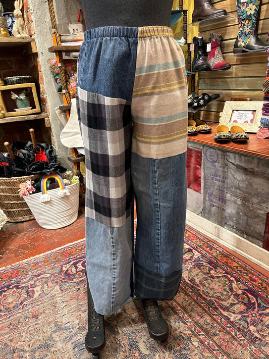 Flannel & Denim Combo Pants #4