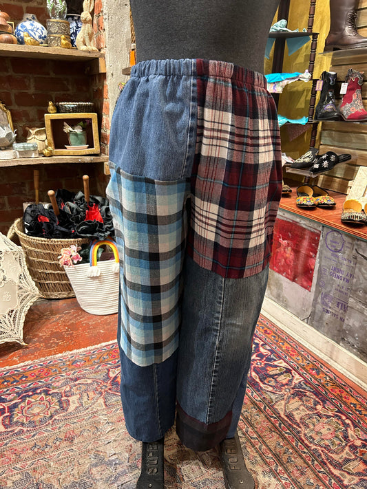 Flannel & Denim Combo Pants #5