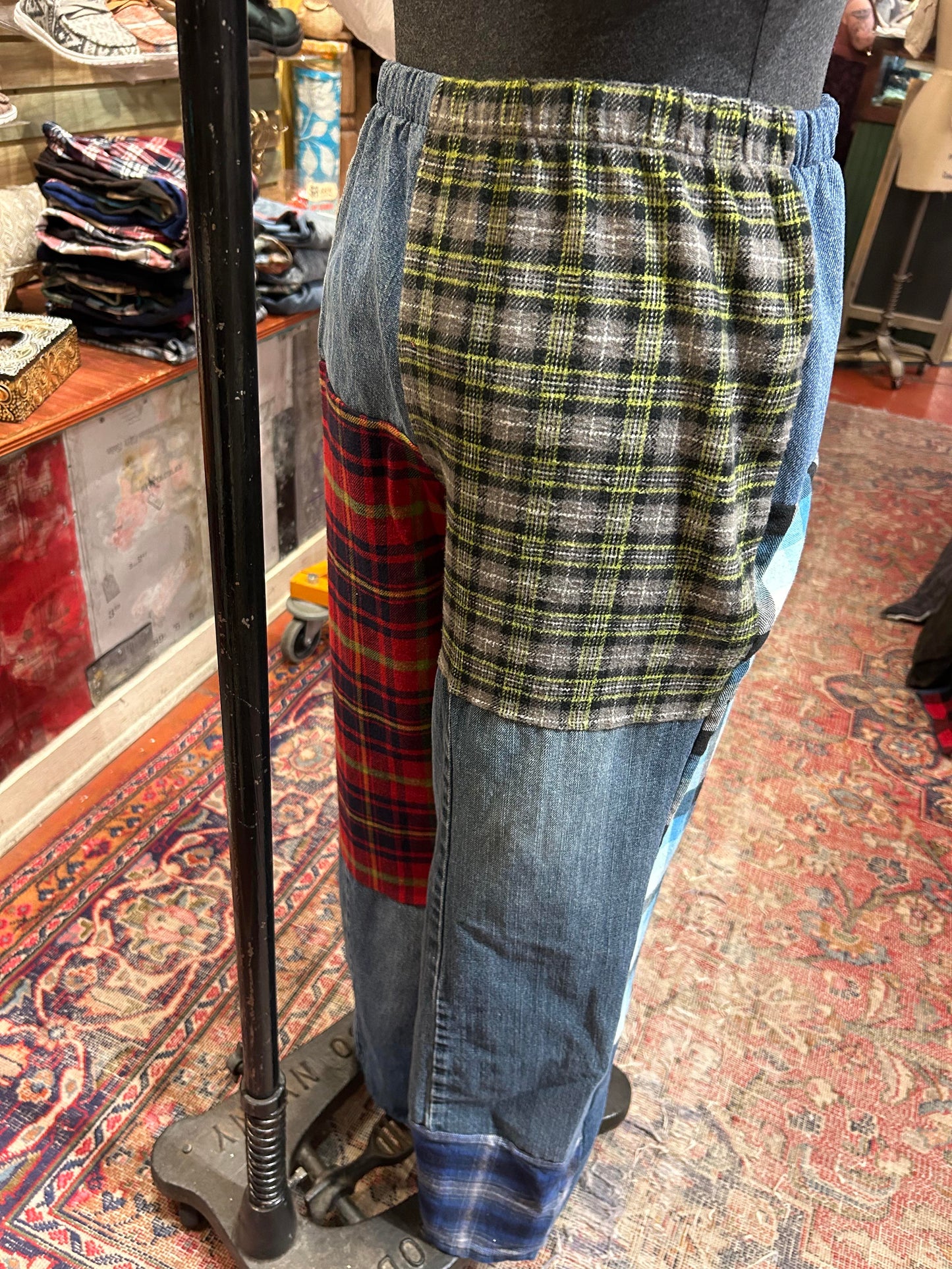 Flannel & Denim Combo Pants #5