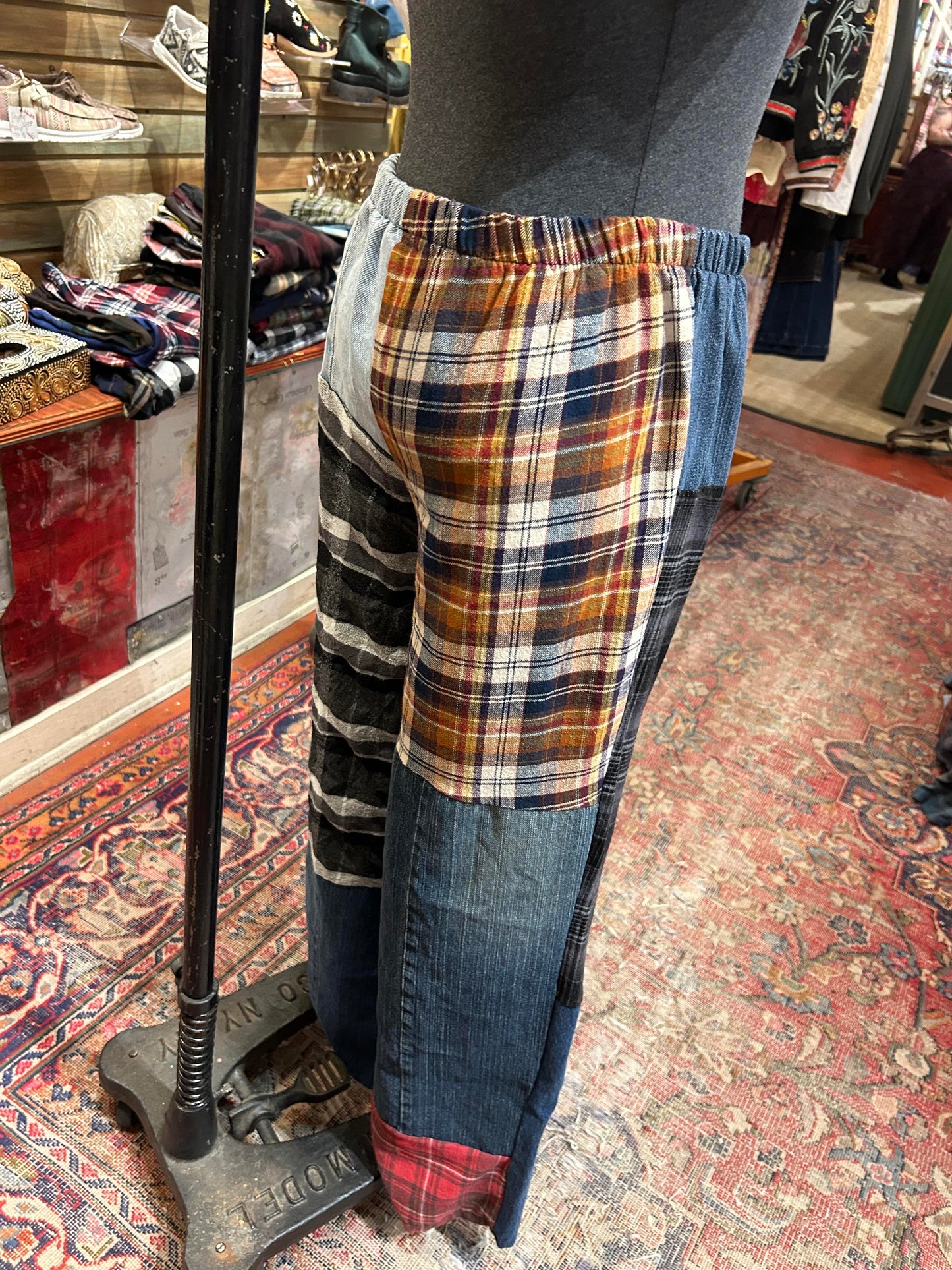 Flannel & Denim Combo Pants #3