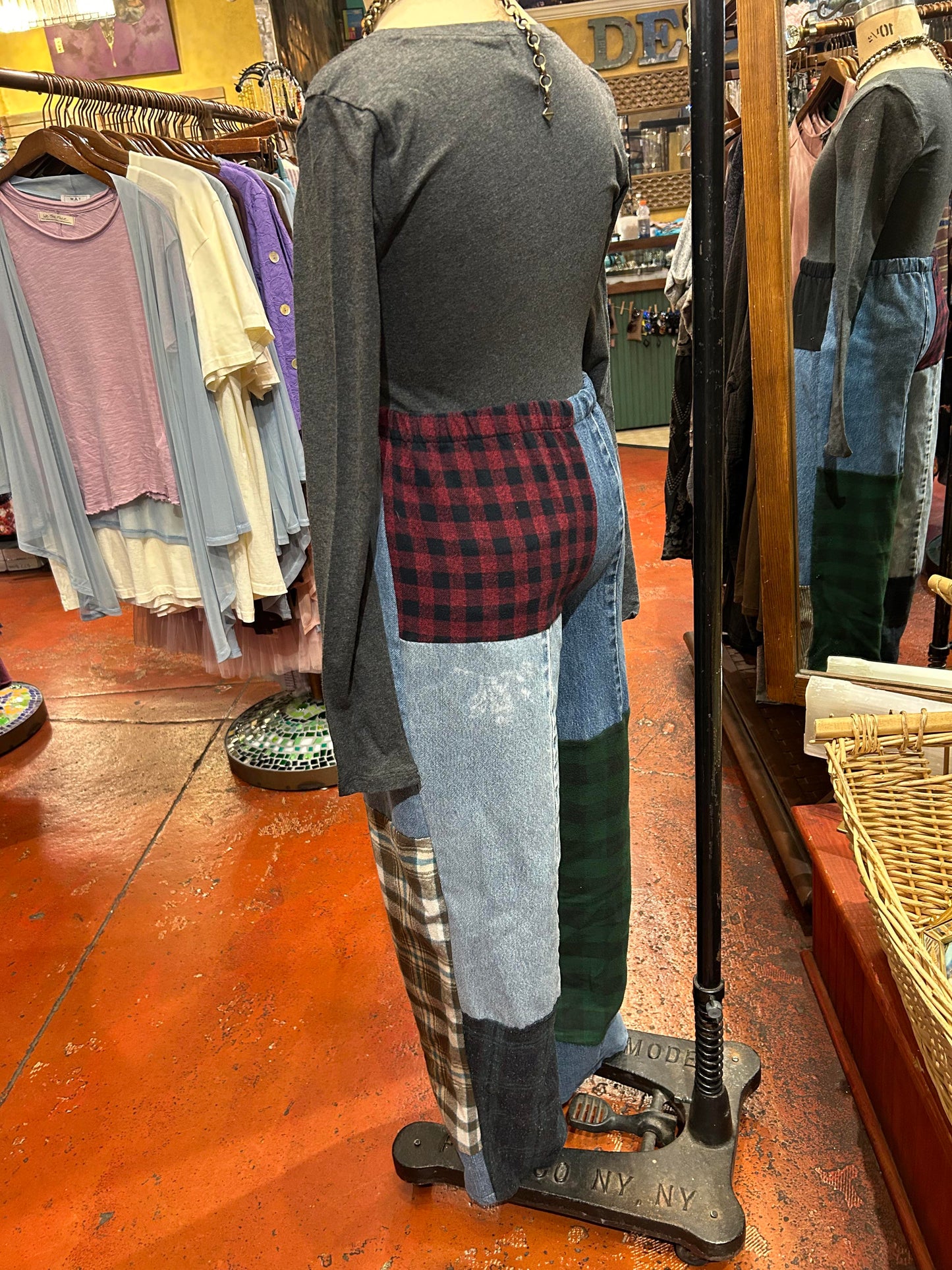 Flannel & Denim Combo Pants #6